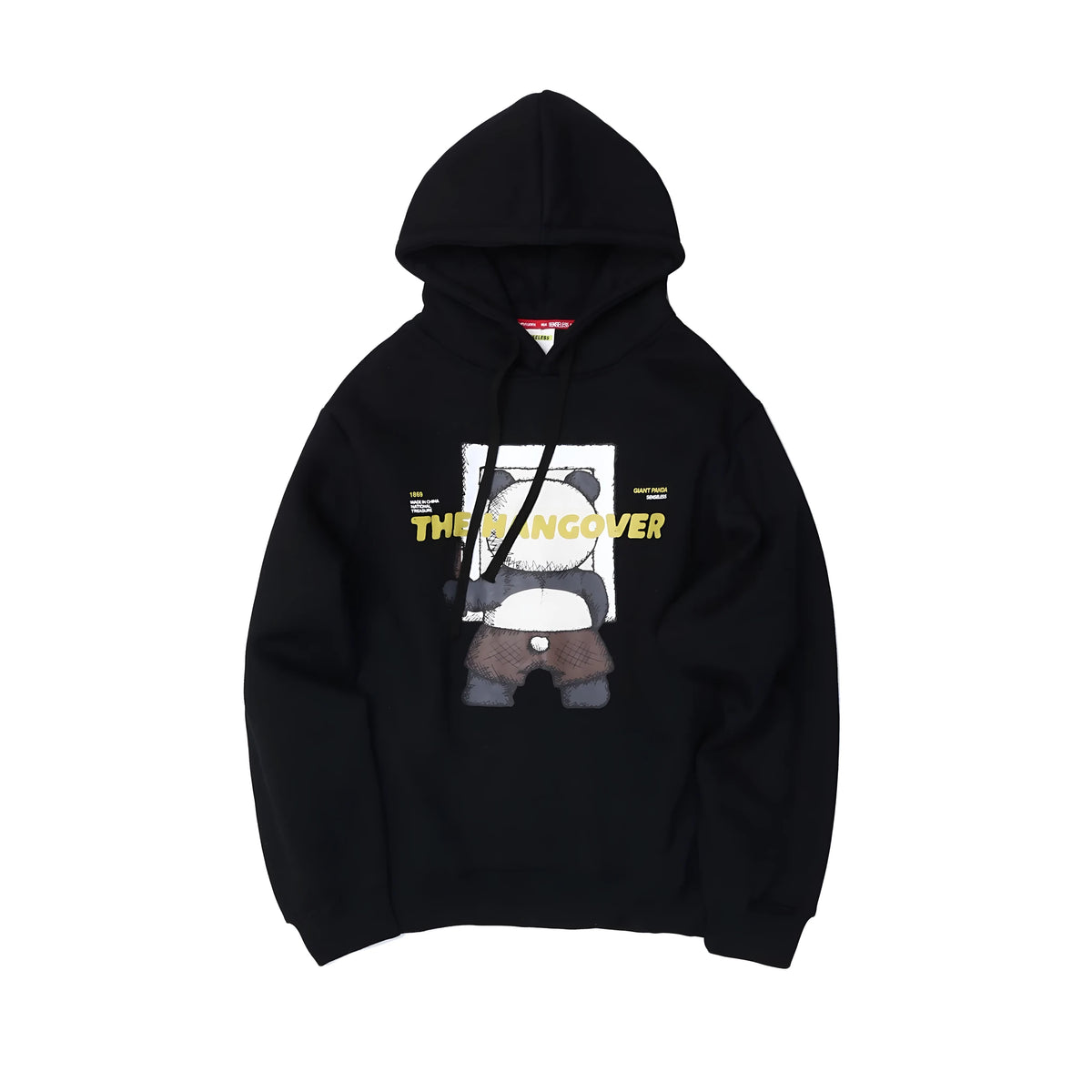 Men's black modal hoodie with round neck, plain pattern and straight fit, available in sizes S to 3XL