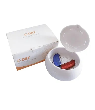 White ABS electric drying case for hearing aids with UV option, PTC constant temperature and 4H timer