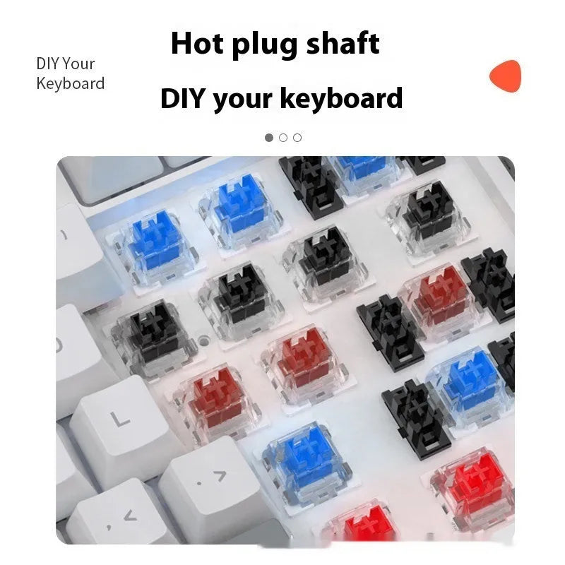 Bluish black 61-key compact mechanical keyboard with hot-swappable sockets and coloured keycaps.