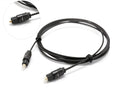 OD2.2 digital audio fibre optic cable with Toslink connectors on a white background.