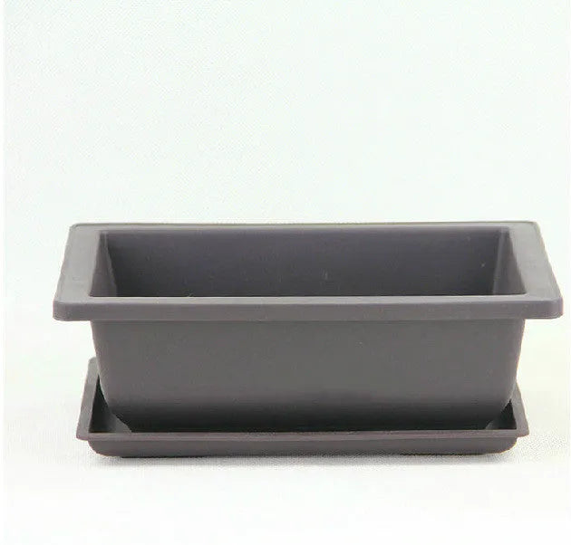 Dark brown antique-style plastic flowerpot in rectangle and square sizes for home gardening