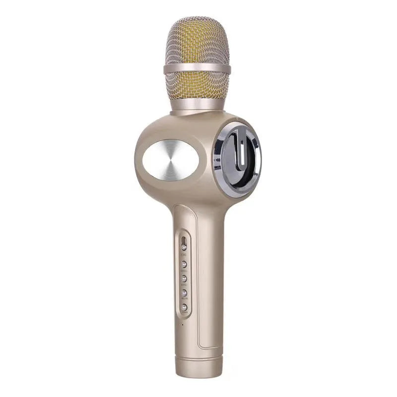 Yaerjia E108 black mobile microphone with built-in speaker for portable karaoke singing