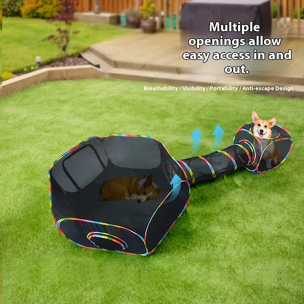Foldable mesh cat roll cage pet toy showing different style options