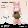 Plush cat toy shaped like a bear with a central catnip ball and small bell.