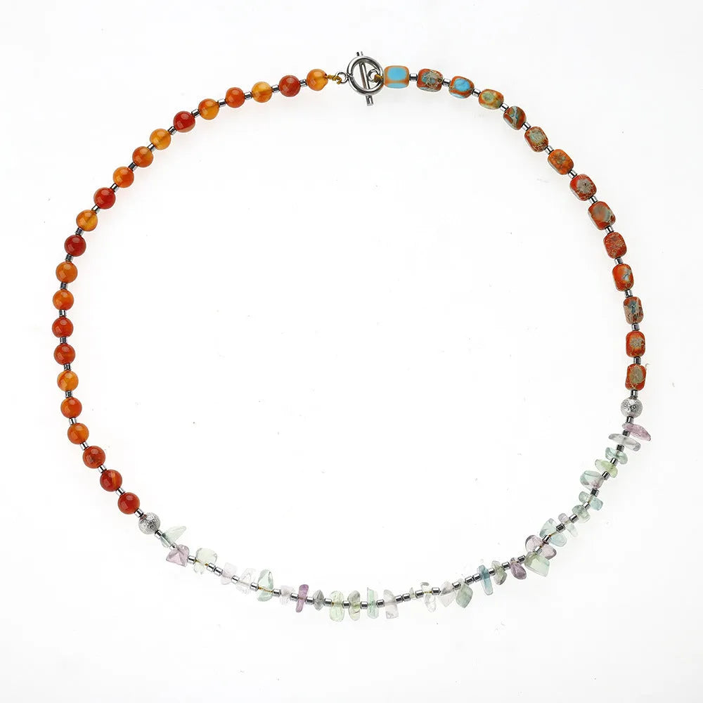 Hand-woven red agate round beads bracelet with Persian Gulf agate and geometry texture design