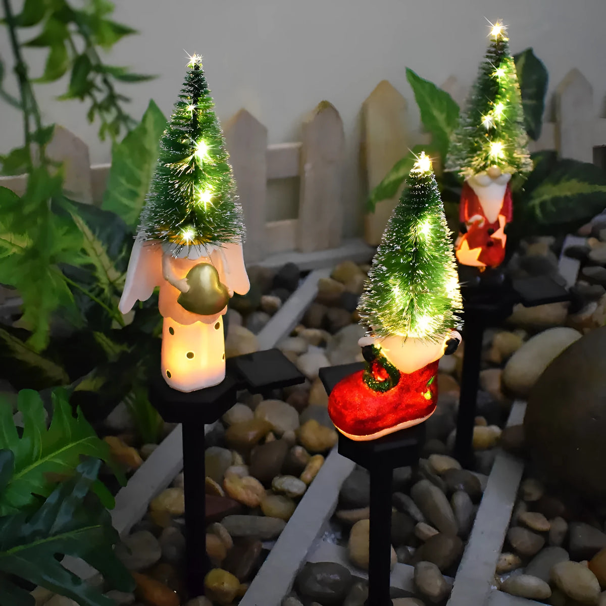 45cm Christmas solar outdoor yard lamp with IP55 rating, 50000 hour lifespan, and festive snowman or tree design