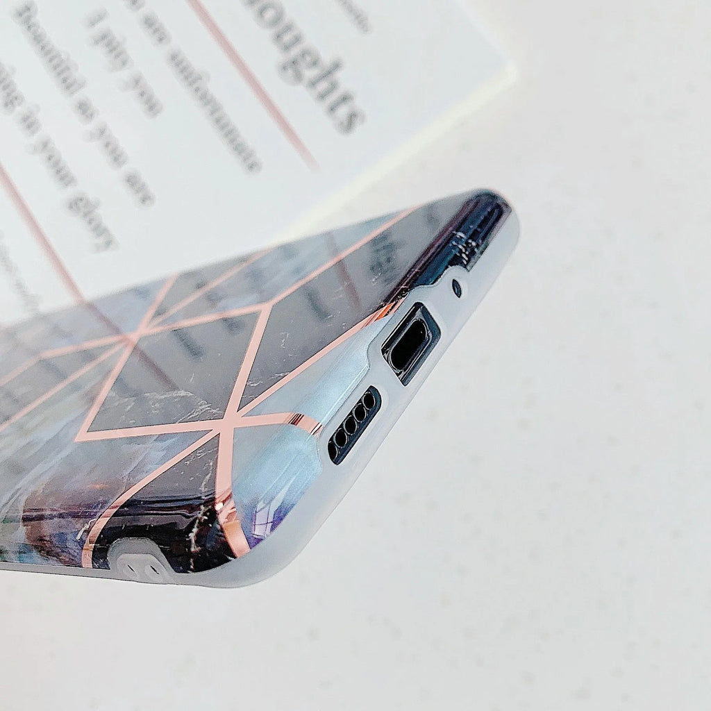Electroplated marble pattern TPU phone case for Huawei and Samsung smartphones