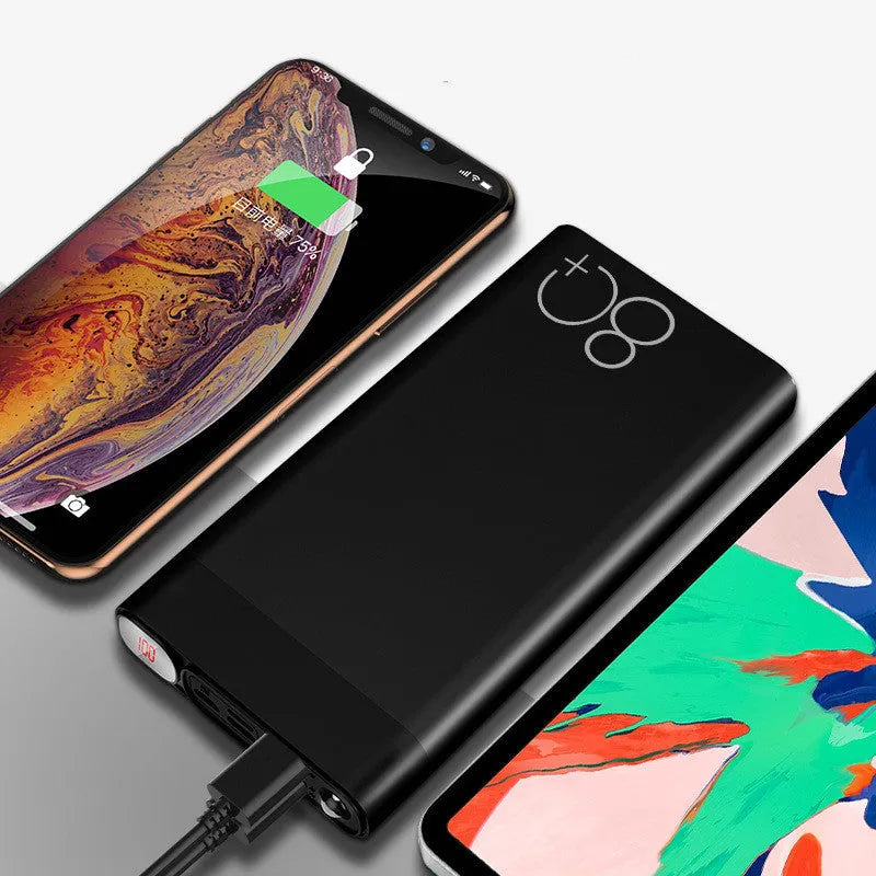 LCD digital display fast charging power bank with alloy shell, 161 x 80 x 22mm, available in five colours and two capacities