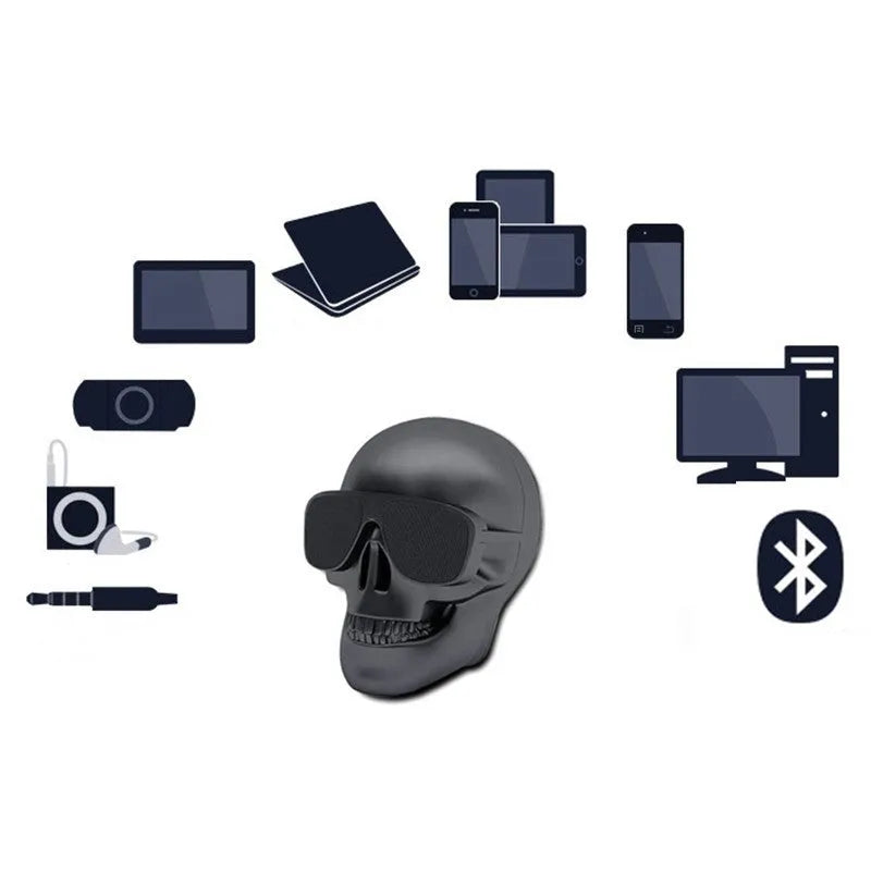 Skull-shaped wireless Bluetooth speaker in six colour options with 10-hour battery