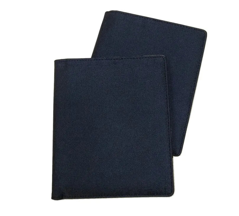 Blue A5 notebook cover shell made of PU leather with a car line pattern and a zipper closure.