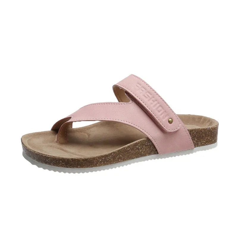 Flat thick-soled flip-flops with a toe ring strap in blue, showing artificial PU upper and foam sole.