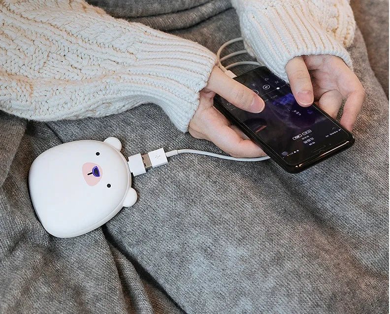 Cartoon penguin polar bear USB rechargeable electric hand warmer with double-side heating