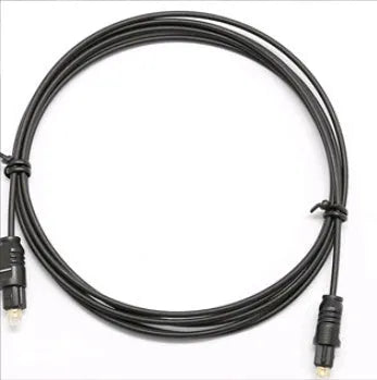 OD2.2 digital audio fibre optic cable with Toslink connectors on a white background.