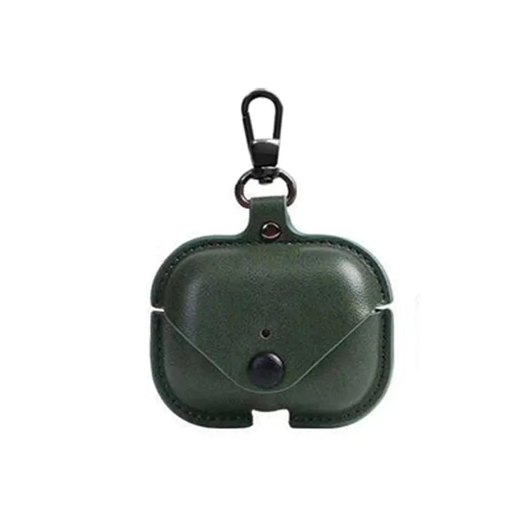 AirPods Pro protective leather case sleeve in PU with cross pattern design showing precise fit dimensions