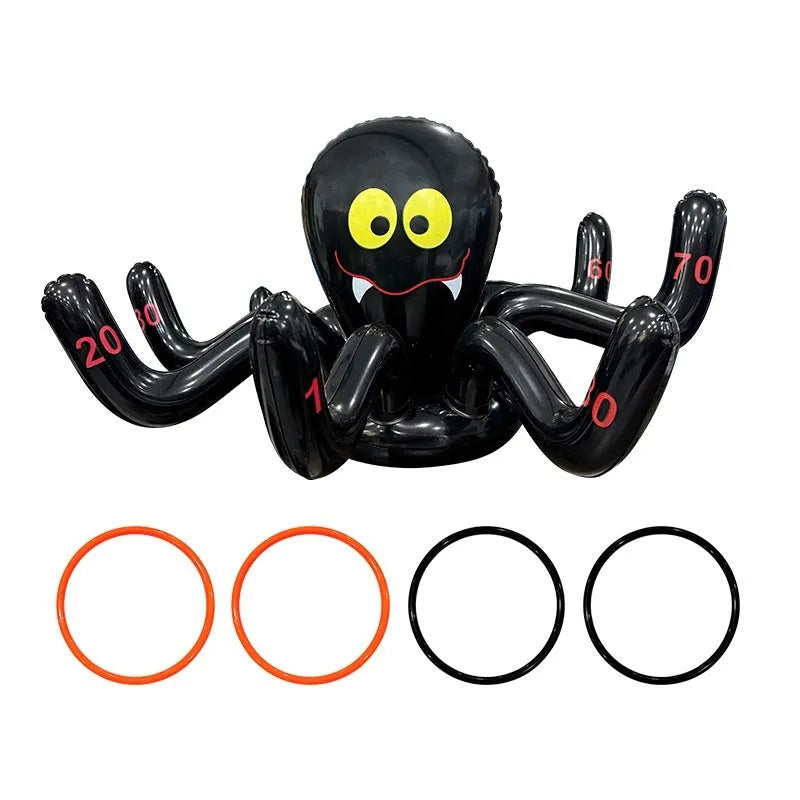 Inflatable PVC throwing toy in multiple colours including octopus, antlers, witch hat, spider, Santa Claus and rabbit ear designs