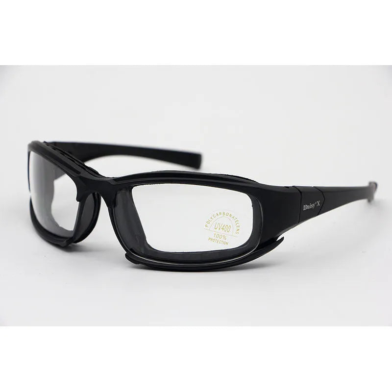 Tactical sports riding glasses full frame goggles with PC frame, four films, EVA finger box and mirror bag
