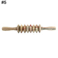Wooden muscle massage roller stick, 39cm long with 18cm roller, 270g, five styles
