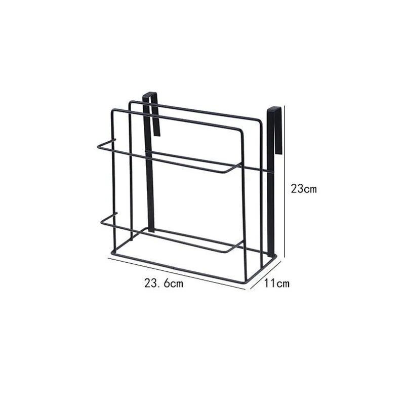 Kitchen double layer iron towel rack hanging holder with chopping board storage in white colour wall mounted