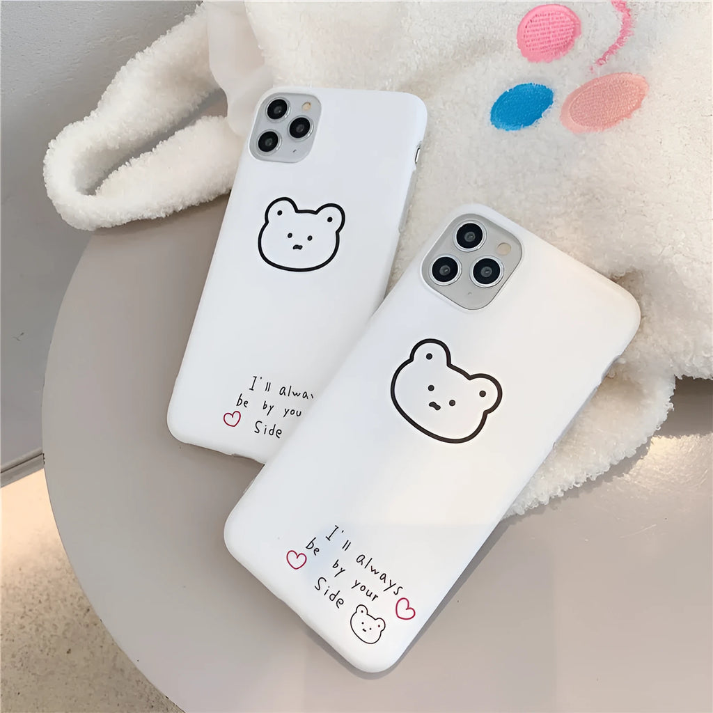Soft silicone iPhone case with Korean bear cartoon design for Apple 11 Pro Max, XS Max, and XR models