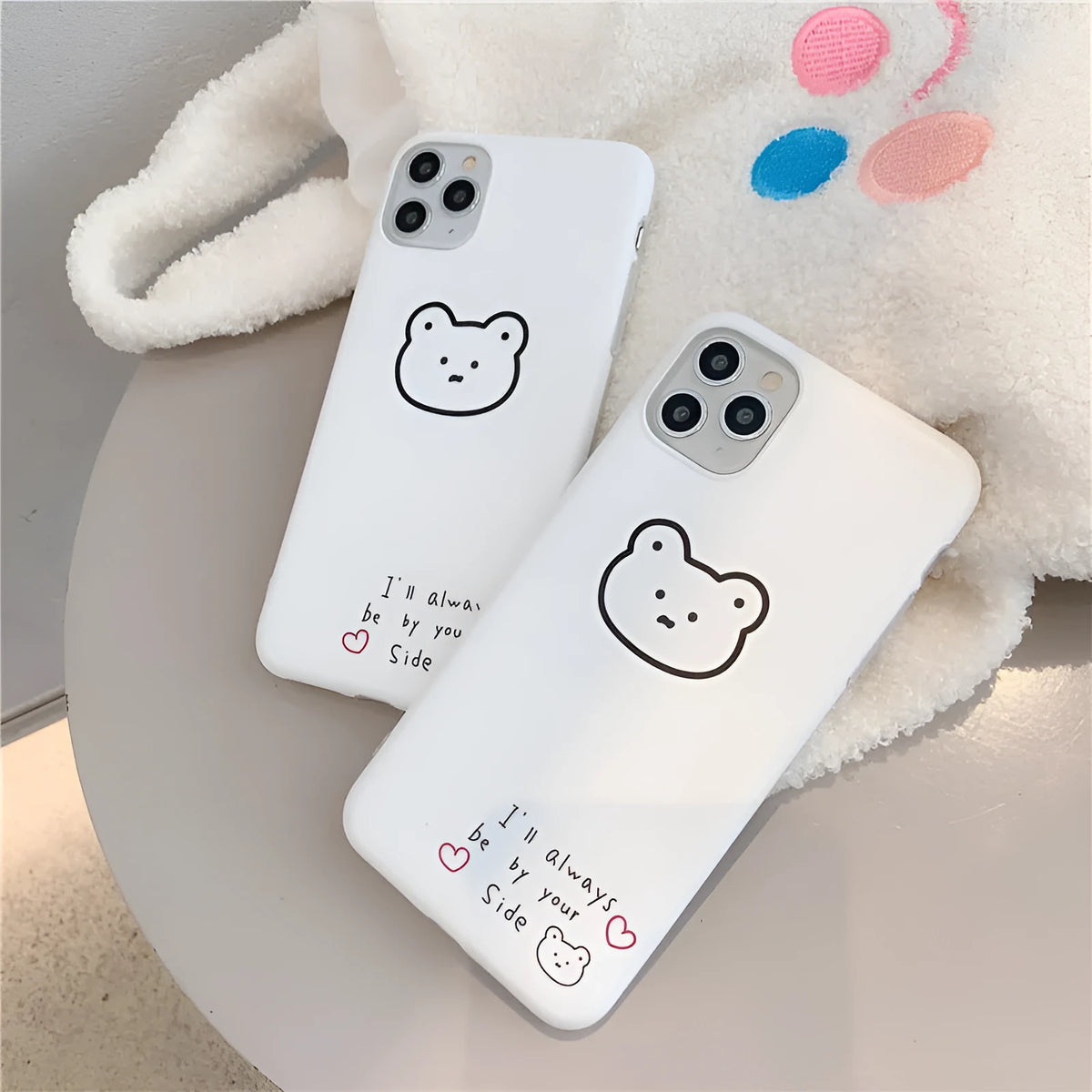 Soft silicone iPhone case with Korean bear cartoon design for Apple 11 Pro Max, XS Max, and XR models