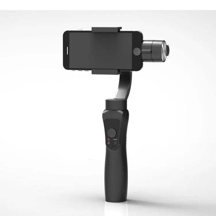 Black 3-axis mobile phone stabilizer gimbal for smartphones up to 6.5 inches