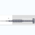 iPhone precision screwdriver with grenade-shaped aluminium handle showing five different head types