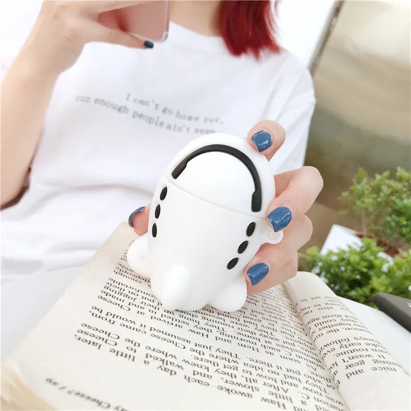 Cartoon aeroplane design flip-open silicone case for Apple AirPods with attachment hook