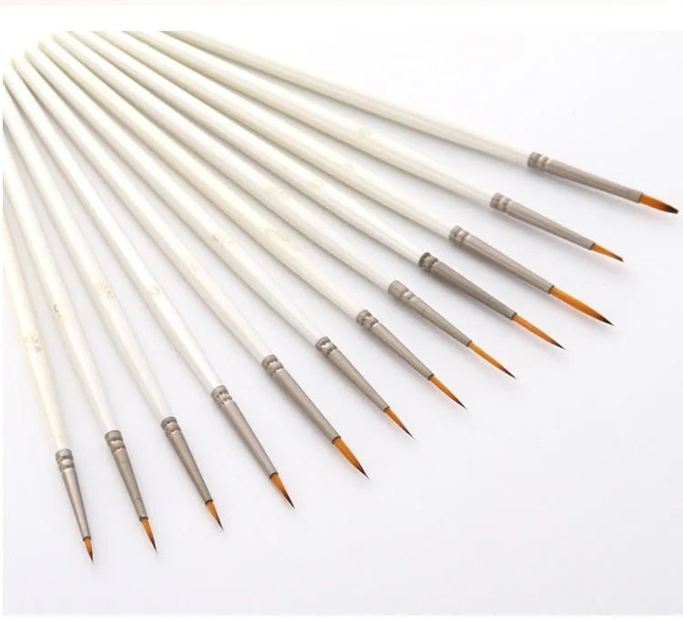 Twelve fluorescent art markers with nylon wool hooks and solid wood pen holders for watercolour line drawing