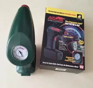 Portable 12V car tyre inflator with digital pressure gauge and LED light for emergency use