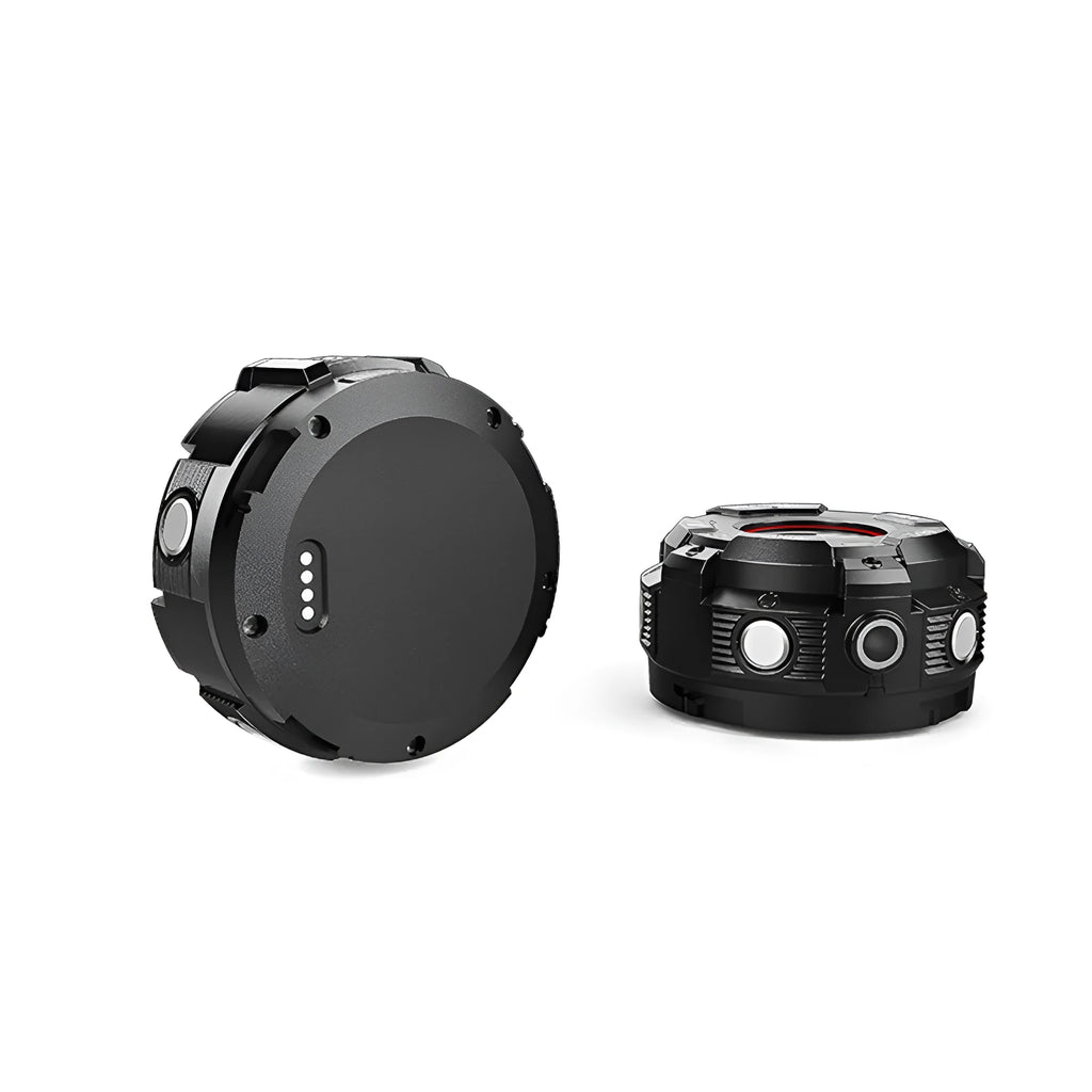 Black waterproof sports digital camera with compact design shown with dimensions 290mm by 25.5mm