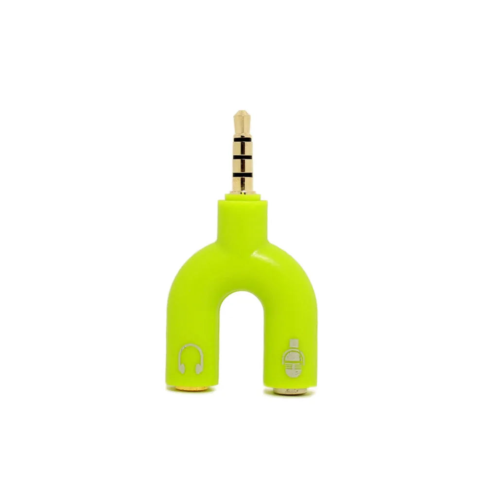3.5mm audio splitter adapter in six colour options with gold-plated connectors