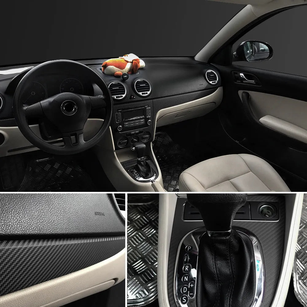 127x30cm car carbon fibre sticker roll in 14 colours including black, blue, and red for vehicle trim.