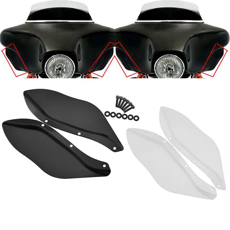 Black and transparent ABS side wing head covers for Harley-Davidson Touring models 1996-2013