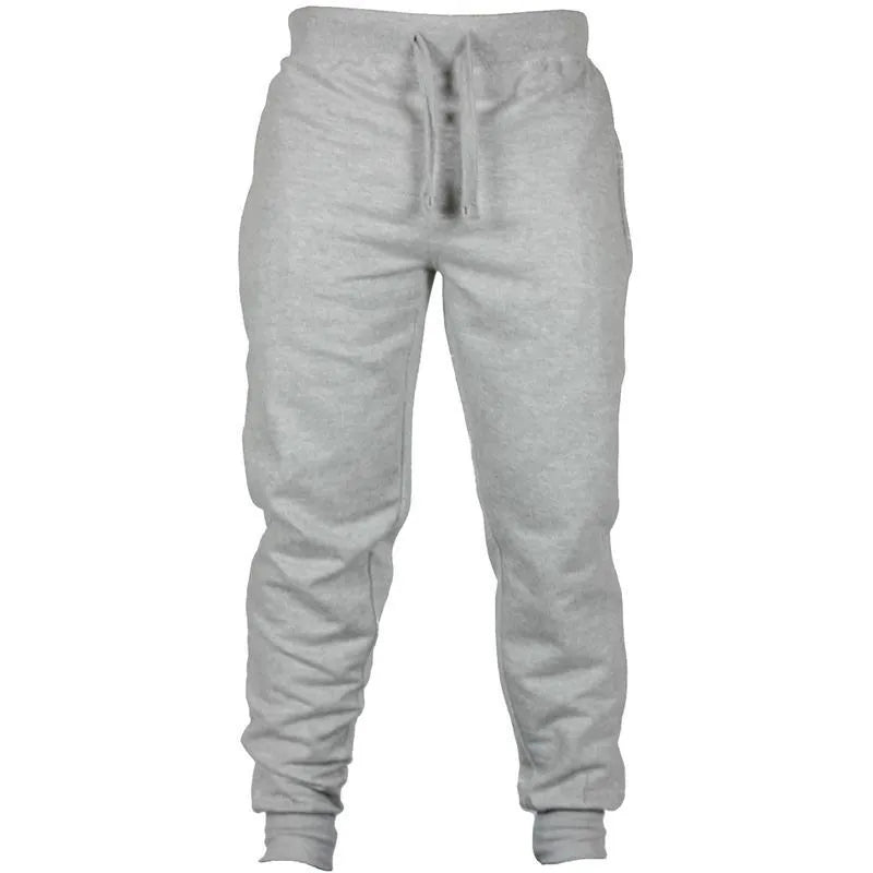 Men's grey fleece casual pants with drawstring waist and loose fit