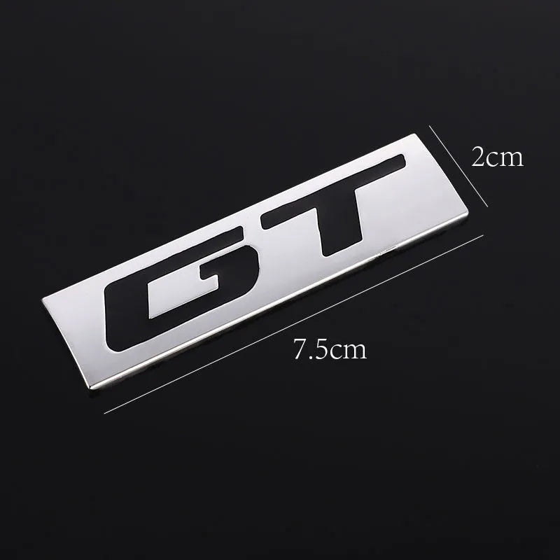 Turbocharged Hybrid metal car sticker emblem, 7.5 x 2cm GT badge in Black or White for car body