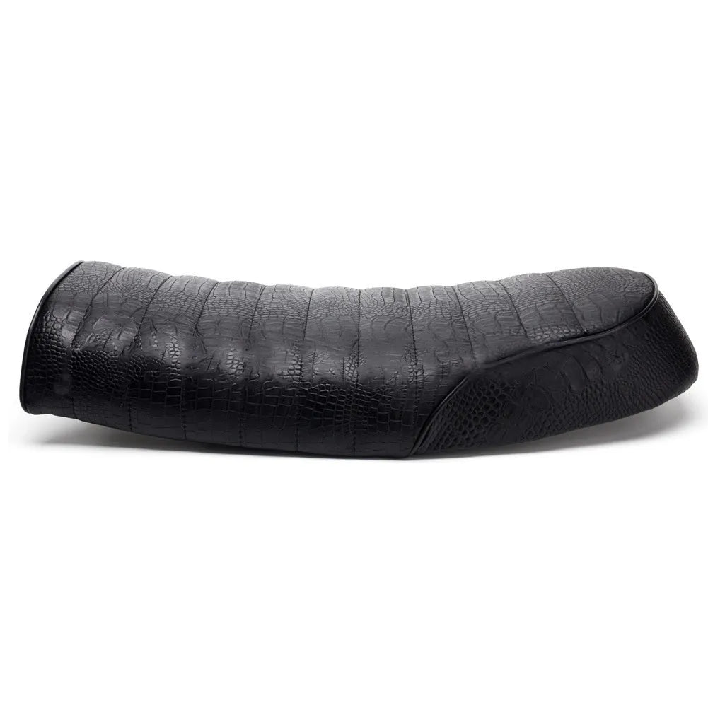 PU leather motorcycle cushion for Honda CG series retro motorcycle, shown in black or brown