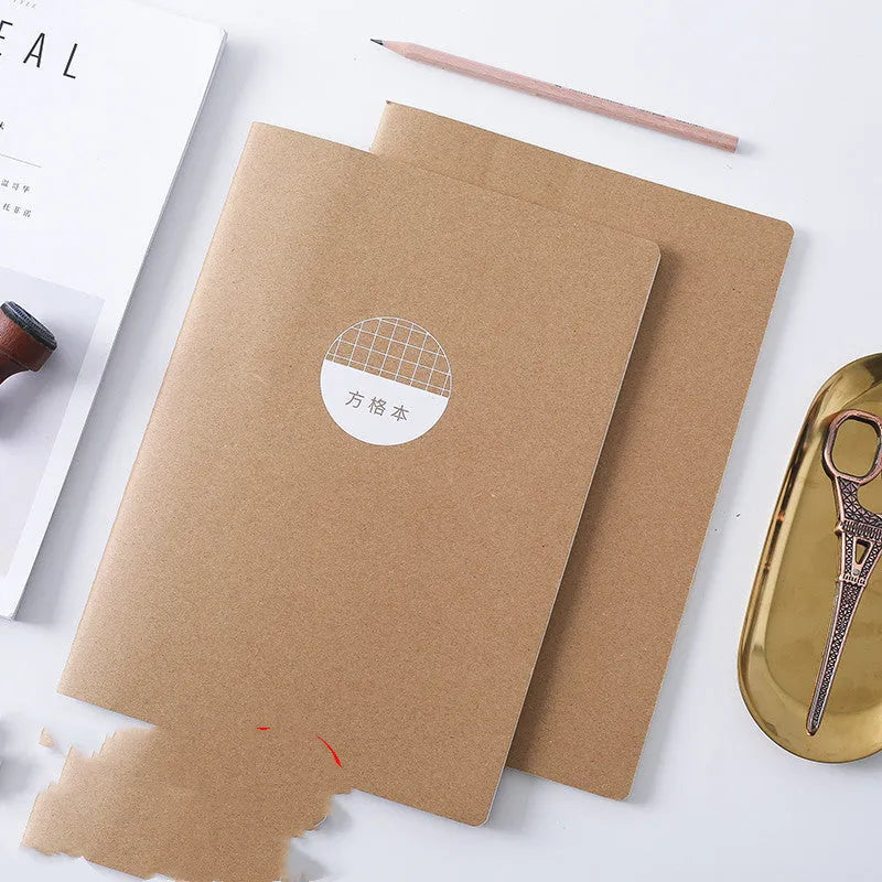 B5 16K grid notebook with soft cover in simple retro style, shown in 2 pack and 4 pack options