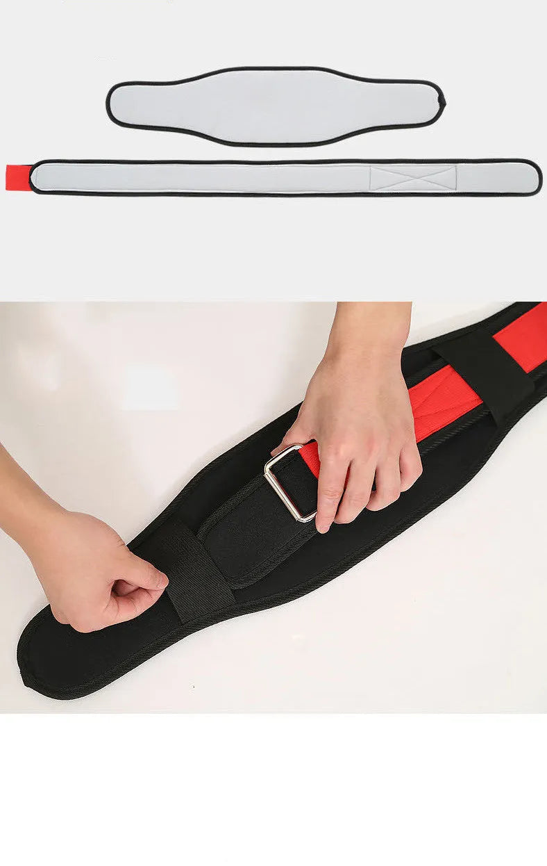 Nylon weightlifting waistband in black red yellow colours for adult fitness training