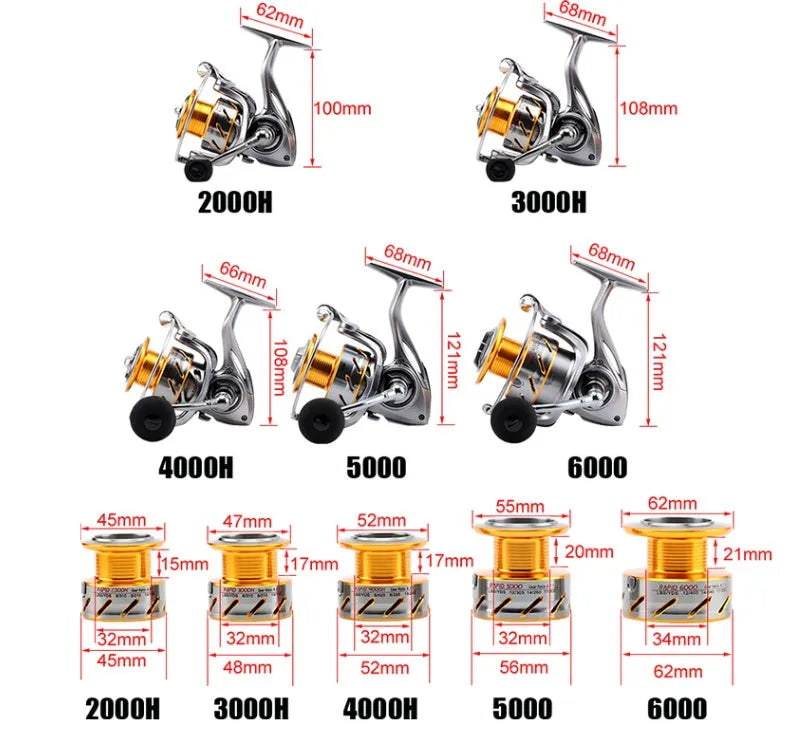 Sea Knight Luya full metal spinning fishing reel with 10+1 stainless steel ball bearings and aluminium spool