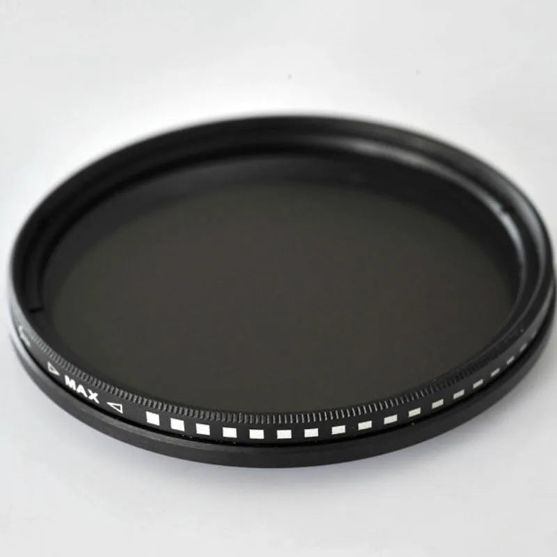 Adjustable multi-diameter ND camera filter kit with ND-2, ND-4, ND-8, and ND-400 filters and adapter rings