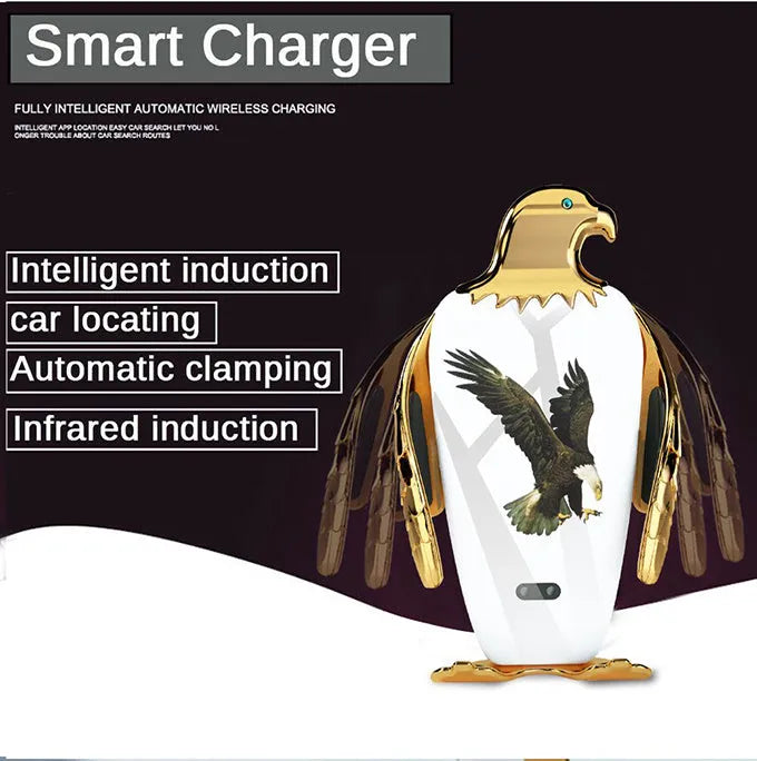 Wireless charging car phone holder with suction cup mount in black gold colour