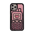 Pink towel embroidered soft TPU case for iPhone on a table.
