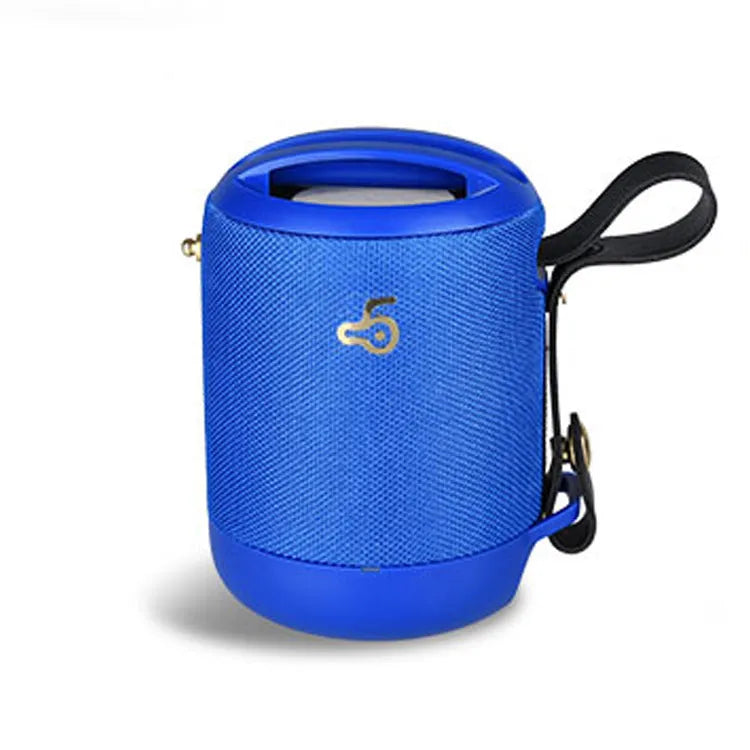 Portable waterproof Bluetooth speaker in multiple colours with portable belt showing compact design