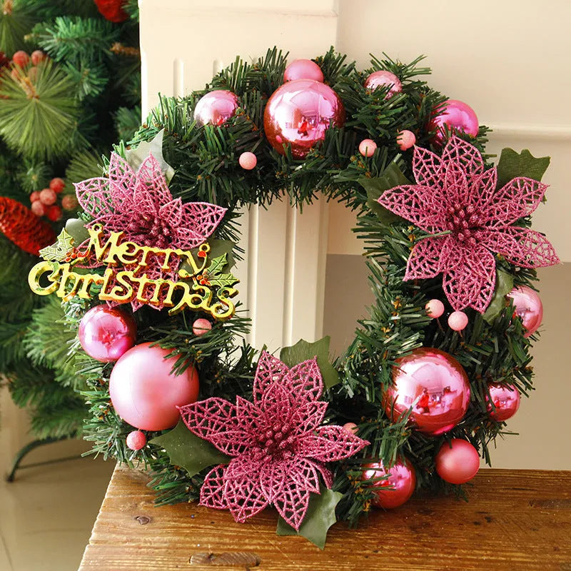 A multicolour plastic Christmas wreath with a 30cm diameter, shown in one of six colour options.