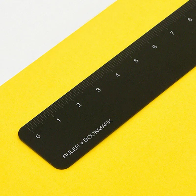 Retro aluminium bookmark ruler with 15cm laser engraved scale in black or silver