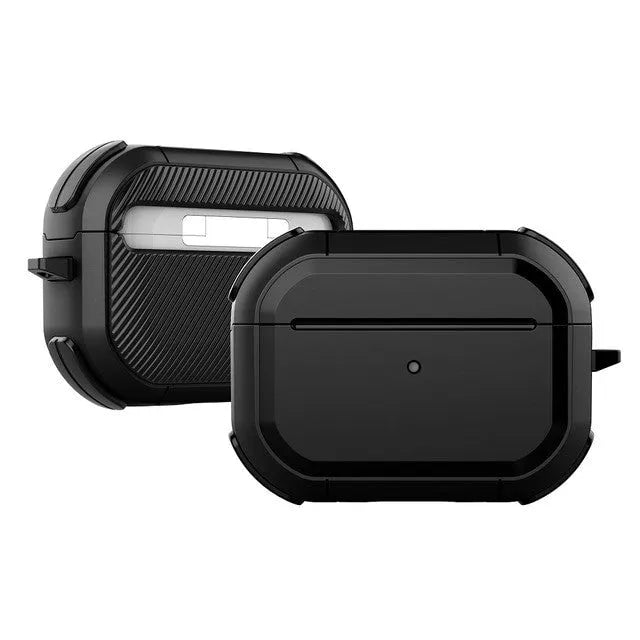 Black TPU and PC protective shell for AirPods Pro and AirPods 1 or 2 generation models