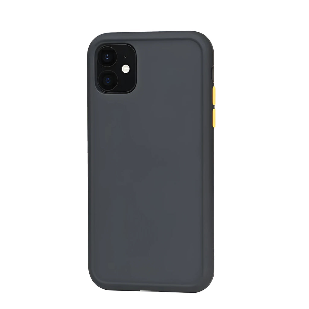 Frosted silicone phone case in assorted colours for iPhone 6 to 11 series, matte finish.