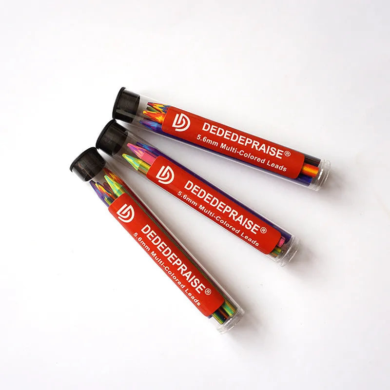 Magic rainbow multicolour pencil lead refill, 5.6mm x 90mm, for 5.6mm activity pen, 5 pcs per tube