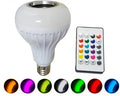 White Bluetooth LED bubble lamp bulb with E27 base and remote control