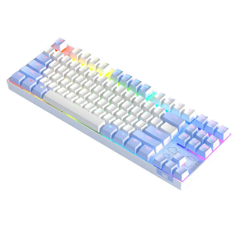 Wireless Bluetooth mechanical keyboard with metal construction in blue white or purple white colour options